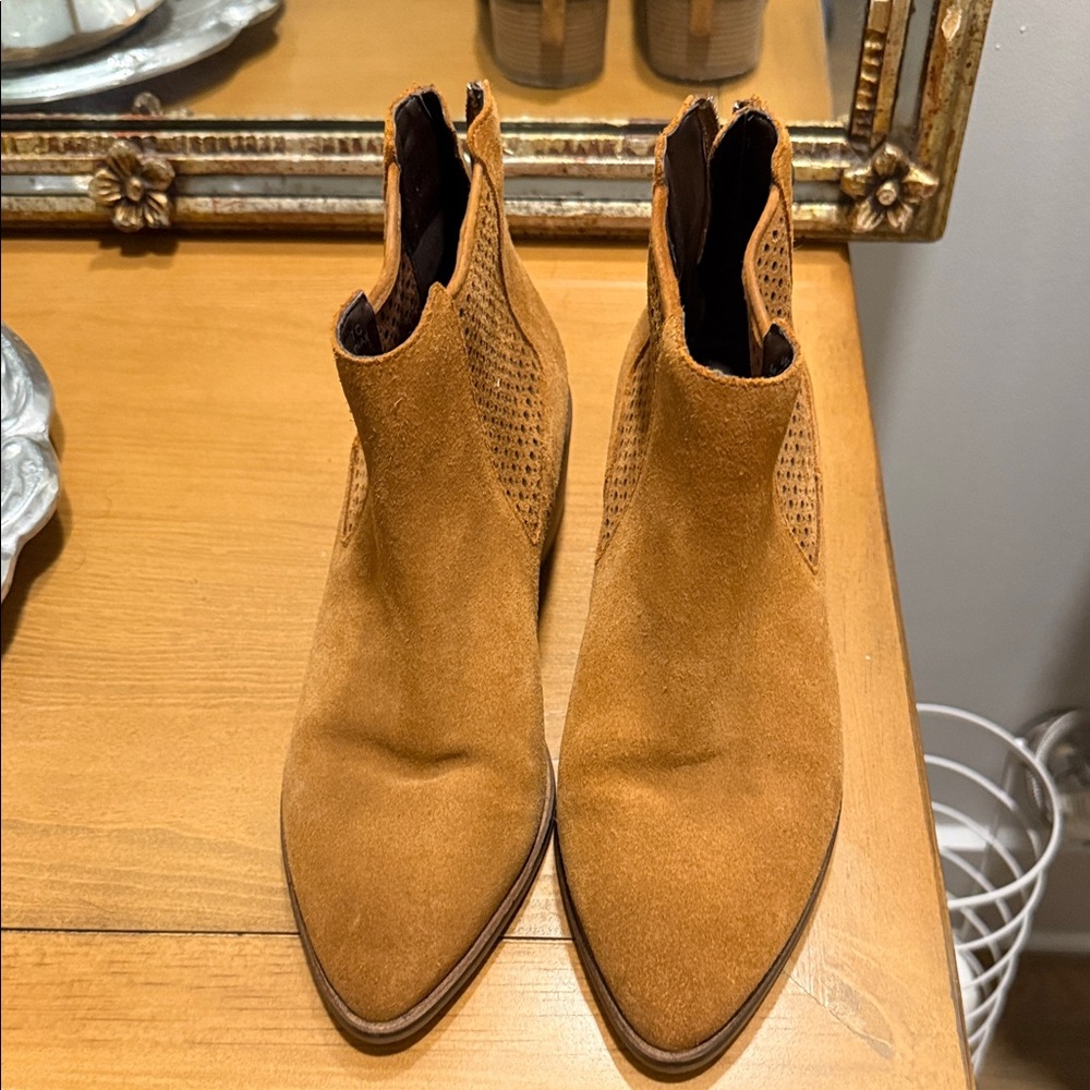 Cole Haan Suede Brown Pointed Toe Ankle Booties. Great and comfy for office.
